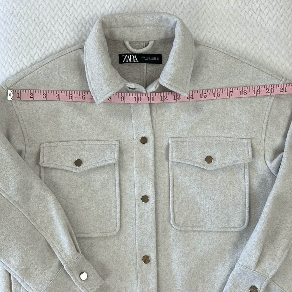 Zara Soft-Touch Overshirt Oversized Shacket Woman’s Size Small Light Gray - Picture 5 of 17
